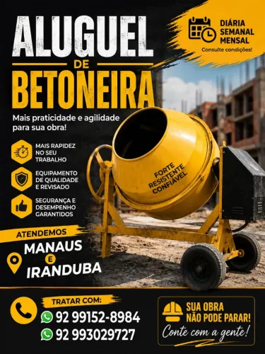 Aluguel de Betoneira Manaus e Iranduba