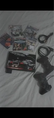 Ps2 PlayStation 2 original + 2 controles + 17 jogos