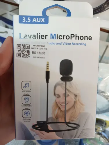 Microfone lapela com fio