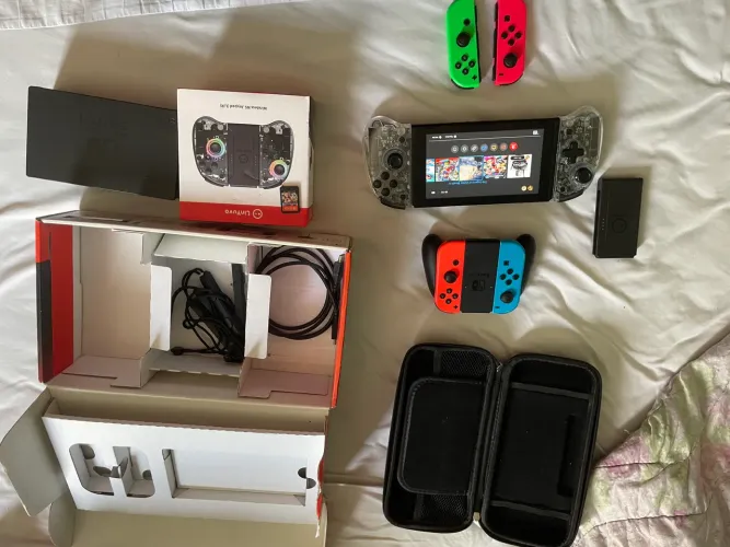  Nintendo Switch V2 Desbloqueado completo + acessórios + Mario Kart 8 Deluxe
