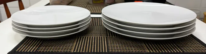 4 pratos rasos e 4 pratos sobremesa -Branco - Tramontina - Leonora