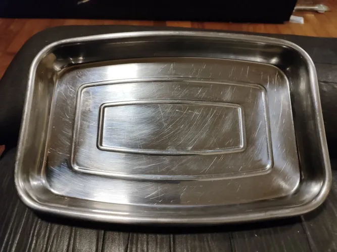 Travessa retangular em inox 