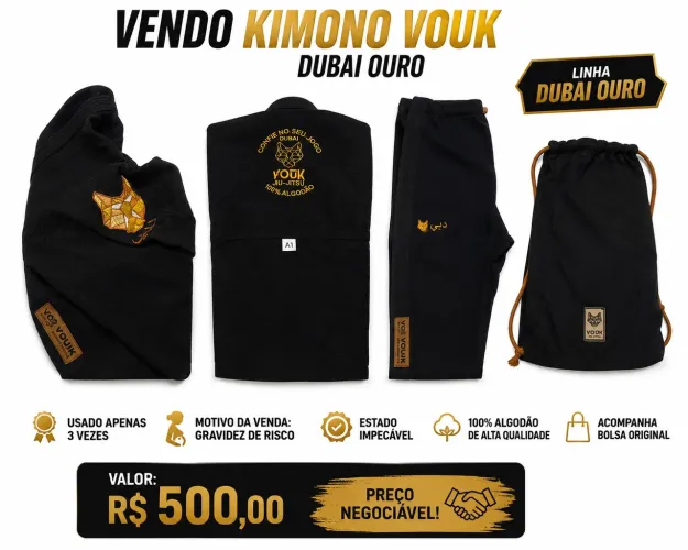 Kimono Vouk Dubai Ouro A1 - Usado Apenas 3 Vezes
