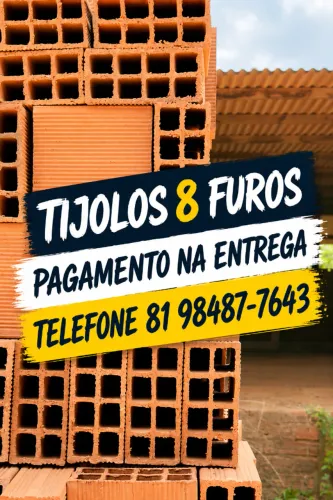 TIJOLO TIJOLOS 8 FUROS - DE FÁBRICA - PAGUE NA ENTREGA 