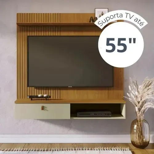 Painel com porta basculante ate 55 pol (Puxador em couro )