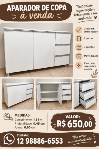 Vendo aparador de copa branco