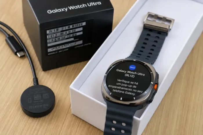 Galaxy Watch Ultra LTE 47 mm Completo, Titânio Prata, Impecável