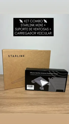 Kit Starlink Mini + Suporte Com Ventosas + Carregador Veicular