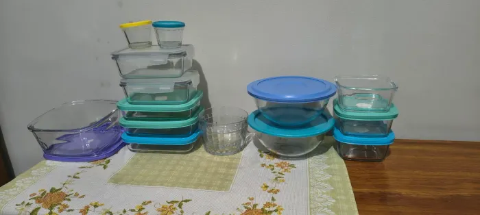 15 potes de vidro tamanhos diversos