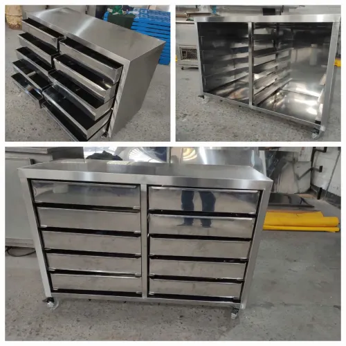 Gaveteiro inox sob medida para hamburgueria, pizzaria, pastelarias