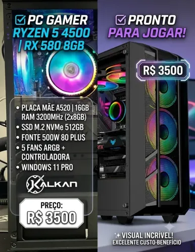 PC ideal para estudos, trabalho e games 