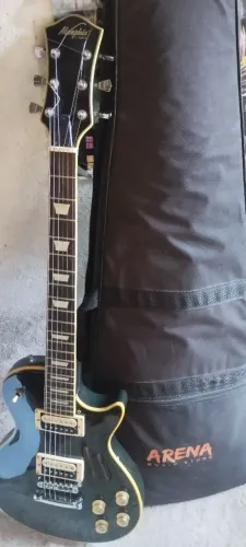 Guitarra memphis les paul preta + capa