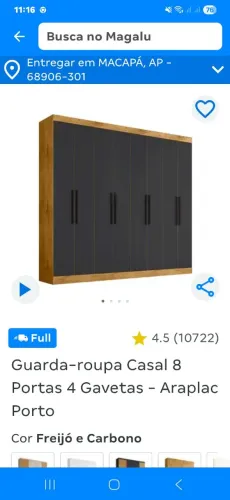 Vendo guarda roupa usado em perfeitas condições! Por favor ler a descrição do anuncio. 