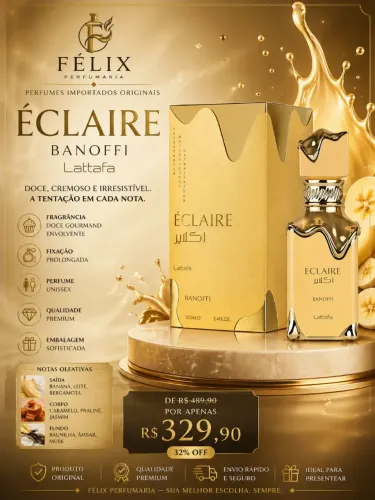 Lattafa Éclaire Banoffi 100ml Unissex Perfume Árabe Doce Premium
