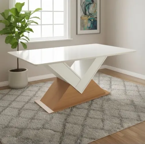Mesa de Jantar Valenne 160 cm Canela/Off White - Kappesberg