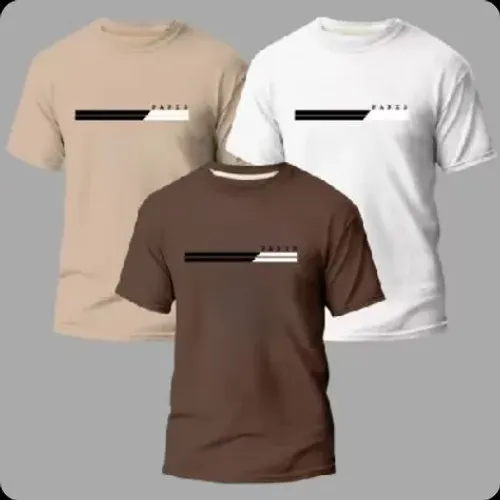 Kit três camisas masculinas de algodão Premium