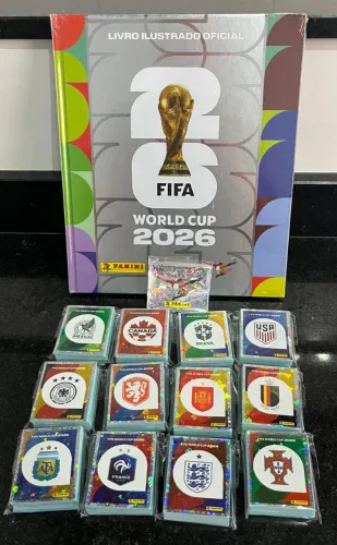 KIT Completo Copa 2026 Album Prata Lacrado + Todas Figurinhas Para Colar + Kit Coca