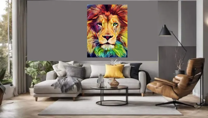 Quadro leão de judiar 30x40 em lona 
