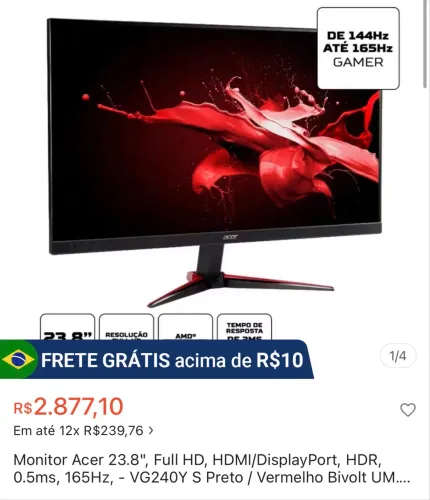 Monitor acer 165hz