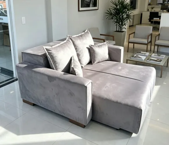 Sofa pequeno retrátil em linho novo.Entrego