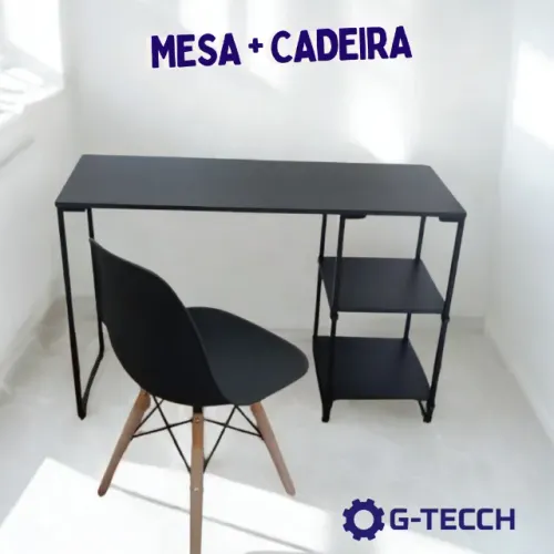 Mesa de Escritório + Cadeira Kit NOVO 1,1m NOVA Multiuso Computador Notebook Estudo Office