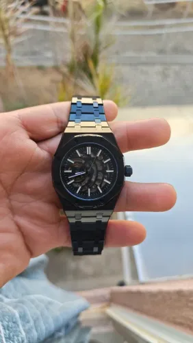 Relógio automático Seiko Mod Royal Oak SEIKO NH70 Skeleton Cristal Safira