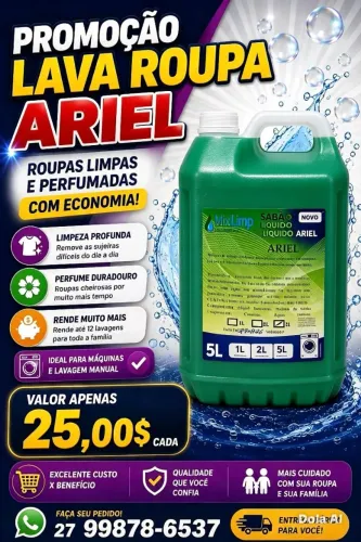 Sabão líquido Ariel e coco promoção para atacado
