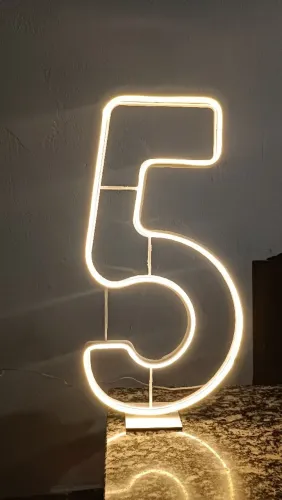 Novo - Número 5 em Led neon para festas e eventos, altura 50cm