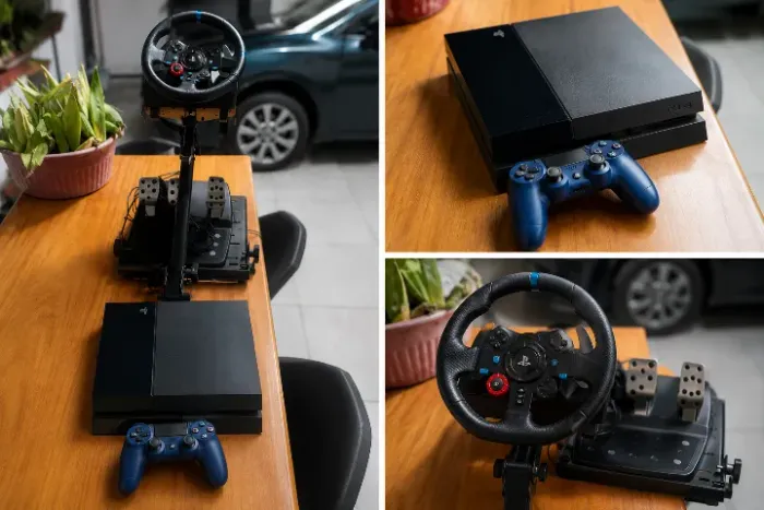 PlayStation4 HD de 1 Tera + Simulador G29 com suporte completo.