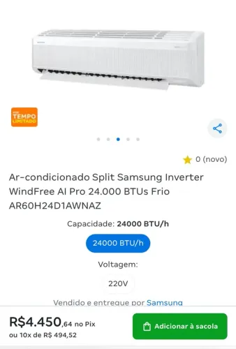 Ar-condicionado split Samsung inverter 24.000