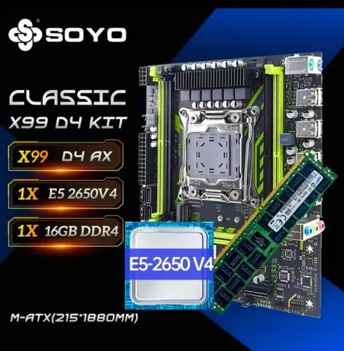 Kit X99-8D4 soyo + Xeon 2650V4 + 16 GB RAM 3200mhz