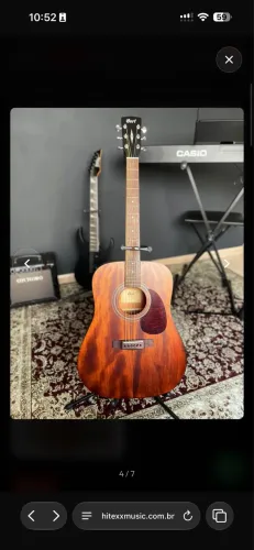 Violão Cort Earth60MF OP Solid Mahogany Open Pore Dreadnought Folk - Fishman