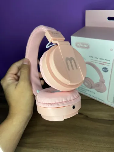 Fone de ouvido Headphone Bluetooth KP-FN607 Knup rosa