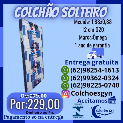 Colchão solteiro D20 Ômega entrega gratuita 