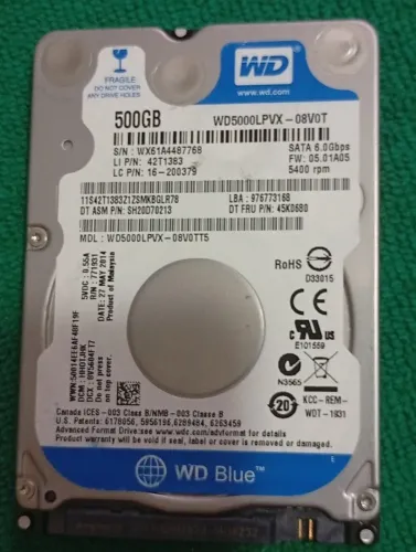 HD para Notebook 500GB SATA III WD5000LPVX