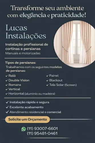 Instalações de cortinas e persianas e instalações elétricas