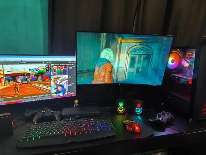 PC GAMER Ryzen 7 5700X 8-Core + RTX 5050 8GB | 16GB RAM | 1 TB | 2 monitores cadeira gamer