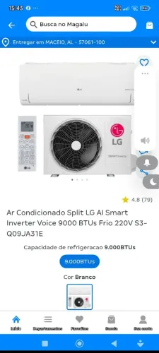 Ar condicionado 12.000bpus LG 04 meses de uso