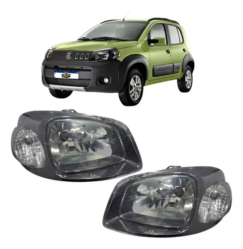 Par Farol Fiat Uno Fiorino 2011 2014 Mascara Negra Ambos Lados