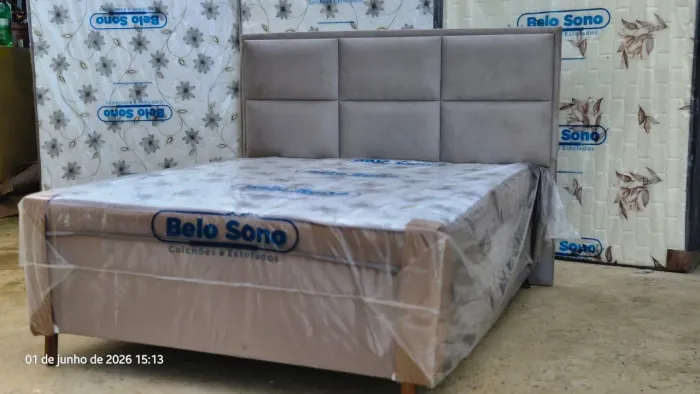 Cama box casal com cabeceira semi ortopédica