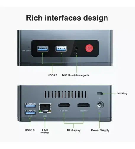 PDV Mini Pc Intel 4cores 64 Bits 8bg Ram 128gb 2x HDMI