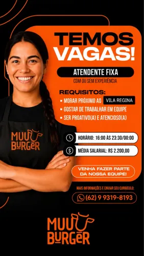 3 Vagas em aberto: Atendente, Aux. Cozinha e Aux.Produção