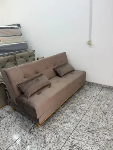 Sofá Cama Casal 1,80m Veludo Resistente e Confortável