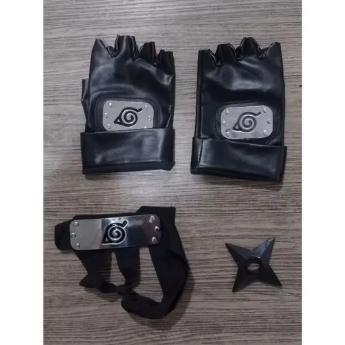 kit Bandana Luva Naruto couro sintético fantasia ninja access