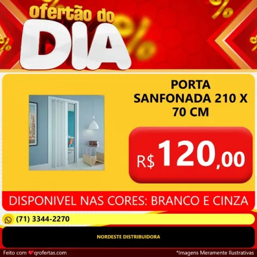 PORTA SANFONADA 210 X 70 CM - BRANCA OU CINZA