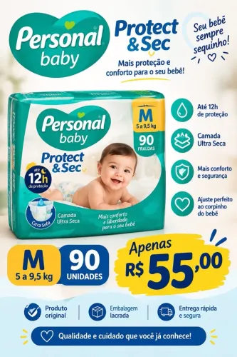 Fralda Infantil Baby Protect & Sec 90 Uni Tamanho M Personal