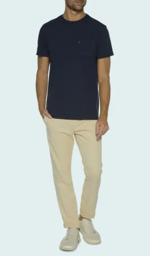 Camiseta Foxton Crepe Detalhe Azul Marinho - GG