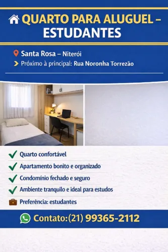 Aluguel de quarto para estudante. Republica