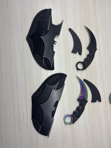 Kit 2 karambit + 4 facas de arremesso do batman de aço inoxidável 