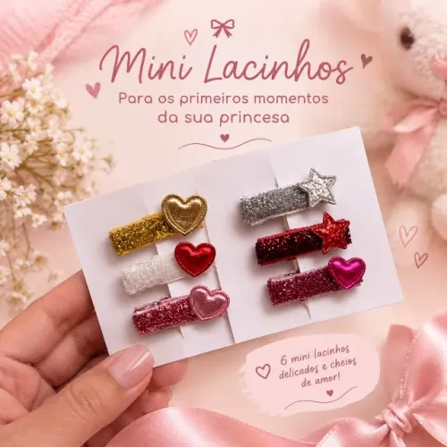 Kit 6 Mini Lacinhos Para Recém-Nascida Bebê Primeiro Lacinho Desde O Nascimento